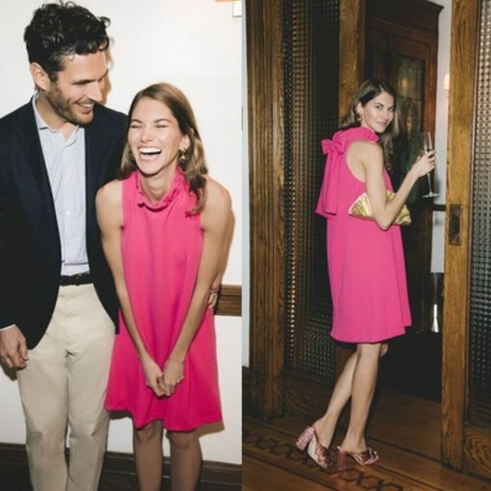 Pomander Place Tuckernuck Blythe Bow Tie Back Mini Dress Womens Size XS Pink